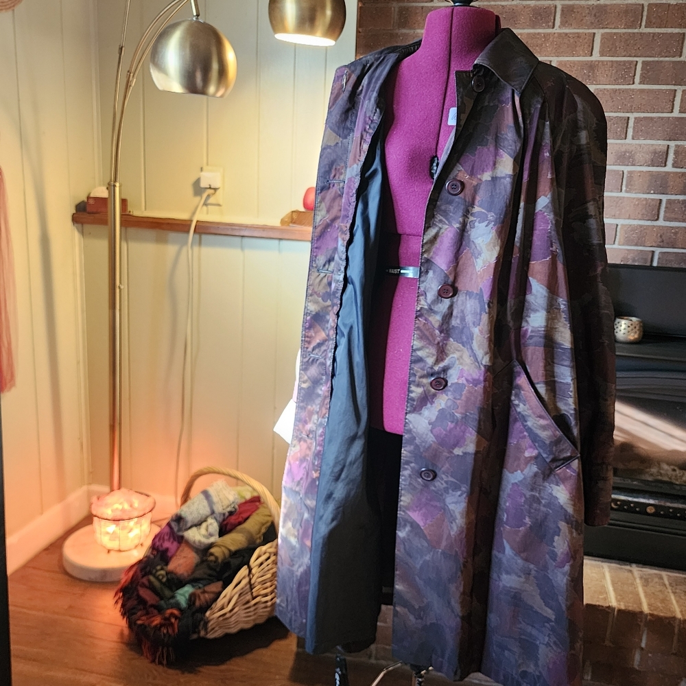 Abstract Watercolor Trench Coat